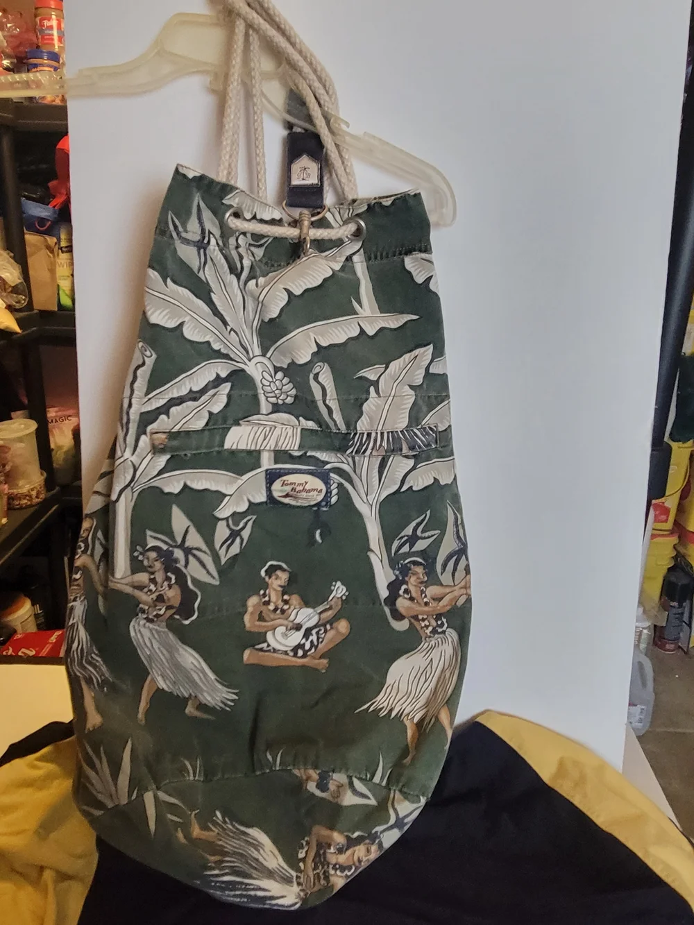 Vintage Tommy Bahama Large Drawstring Bag With Front Zipper Pocket